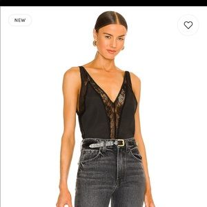 Superdown lace satin black body suit size small